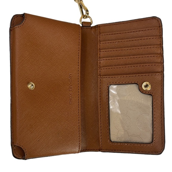 Michael Kors Wristlet Wallet Brown Monogram Pattern Neutral Classic Luxury - Picture 6 of 13